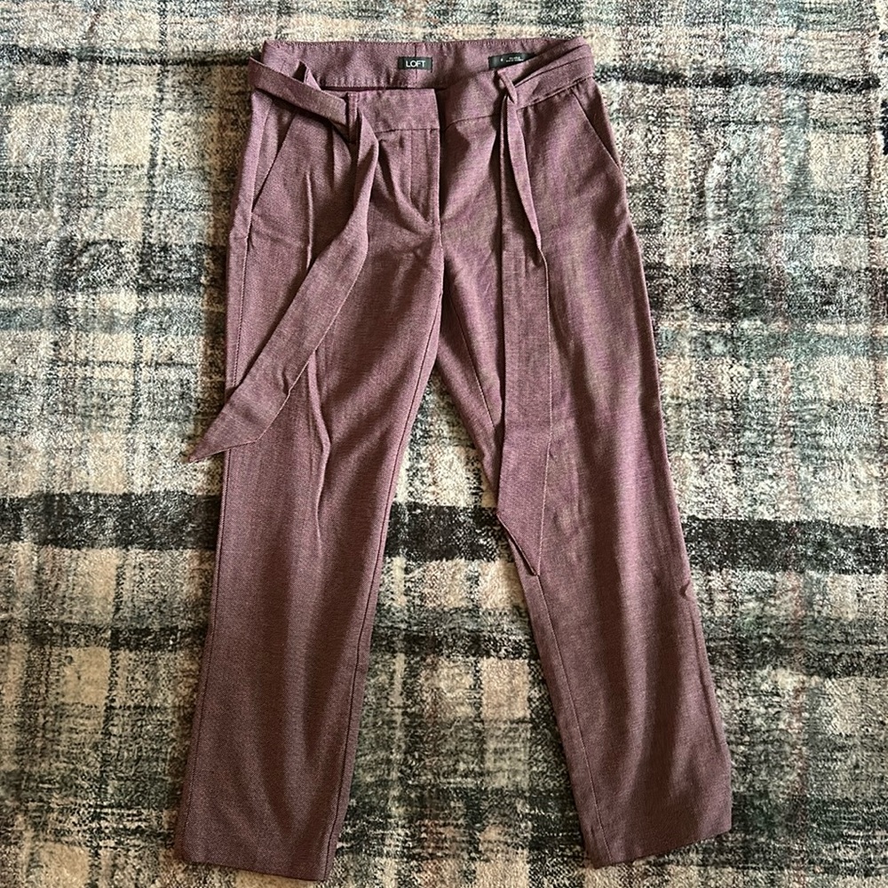 LOFT maroon ankle work pants